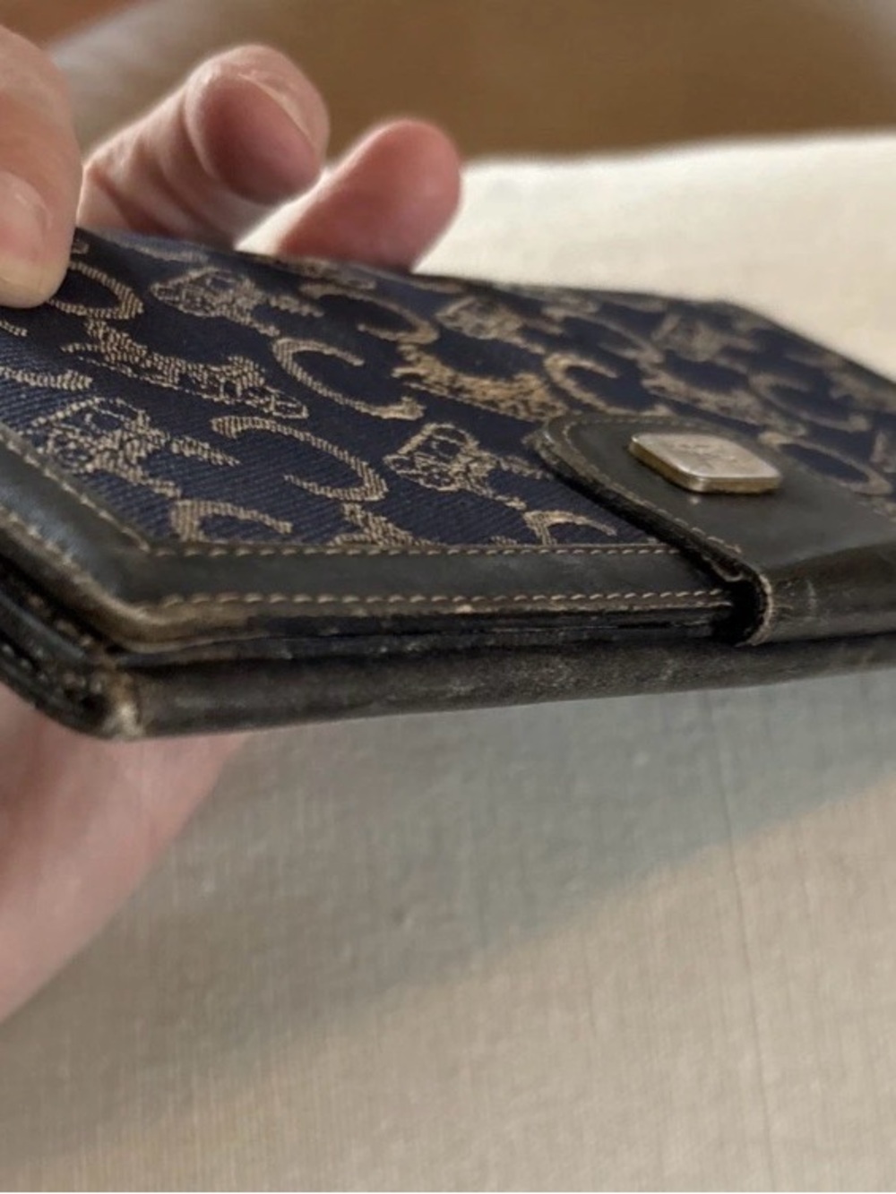 Celine Navy Blue Horse And Carriage Long Thin Wallet Canvas And Leather Vintage - Picture 11 of 15